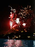 Rhine in flames with castle Ehrenbreitstein near Koblenz / Coblence on the Rhine river, 2000-12-08-04-ehrenbreitstein-200, © 2000 WHO