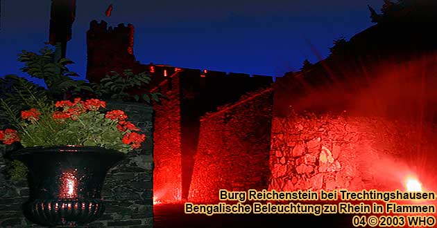Bengal illumination of castle Reichenstein above Trechtingshausen
