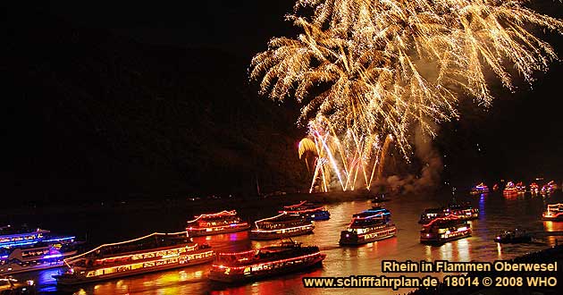 Firework Rhine in Flames near Oberwesel on the Rhine River