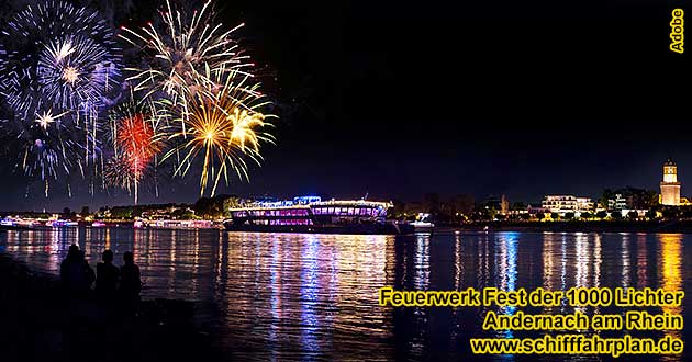 Boat cruise to the firework for the Festival of thousand lights in Andernach on the Rhine river
