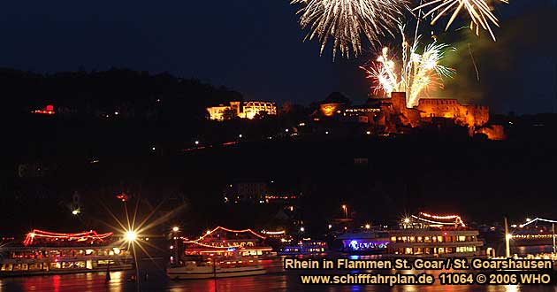 Firework Rhine in Flames near St. Goar and St. Goarshausen on the Rhine River