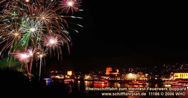 Firework Luminous Night on the Middle Rhine River in Boppard on the Rhine River