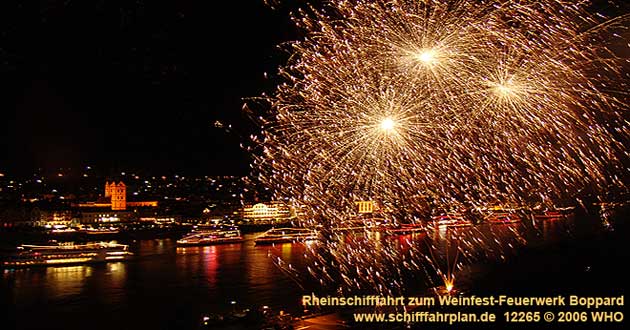 Firework Luminous Night on the Middle Rhine River in Boppard on the Rhine River