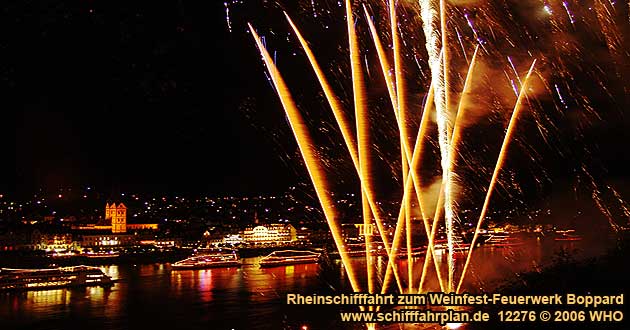 Firework Luminous Night on the Middle Rhine River in Boppard on the Rhine River