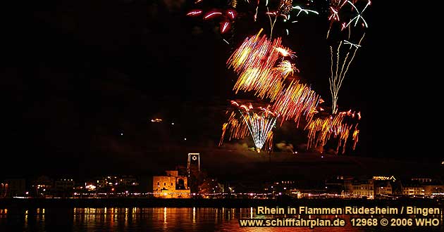 Firework Rhine in Flames near Rudesheim and Bingen on the Rhine River Rüdesheim