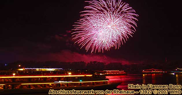 Firework Rhine in Flames near Bonn on the Rhine River