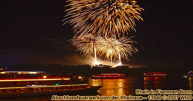 Firework Rhine in Flames near Bonn on the Rhine River