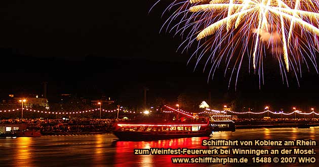 Boat cruise to the firework display "The Moselle River in fire magic"