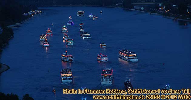 Boat parade Rhine in Flames near Koblenz / Coblence