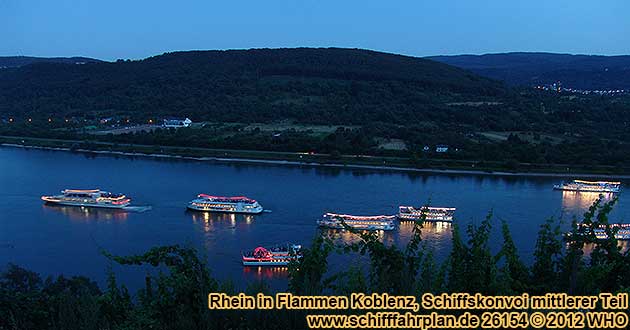 Boat parade Rhine in Flames near Koblenz / Coblence