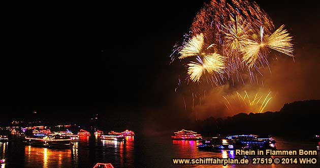 Firework Rhine in Flames near Bonn on the Rhine River