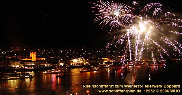 Firework Luminous Night on the Middle Rhine River in Boppard on the Rhine River