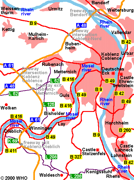 Road map Dieblich-Koblenz 438-13, © 2000 WHO
